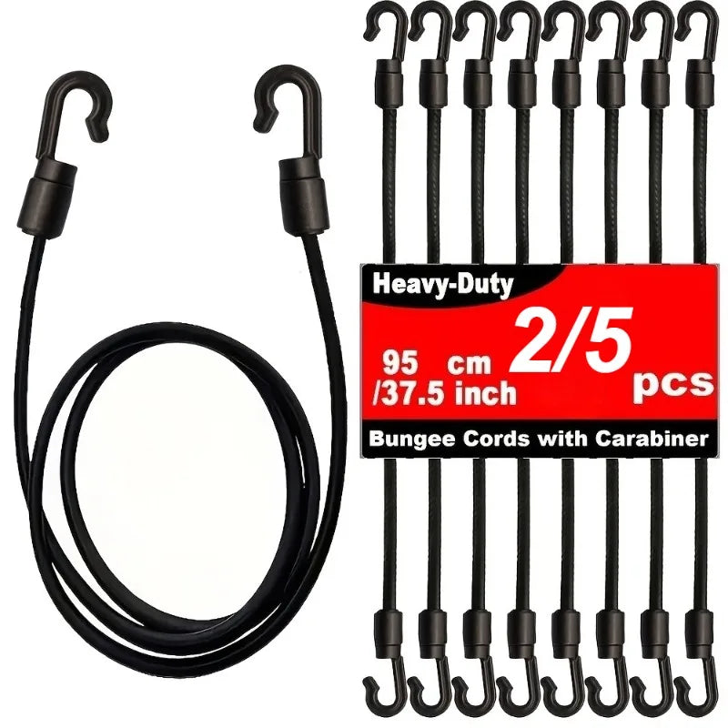 2/5 PCS Heavy-Duty Elastic Ropes with Hooks Suitable for Home, Travel, And Camping Equipment, Bicycles/Motorcycles Universal
