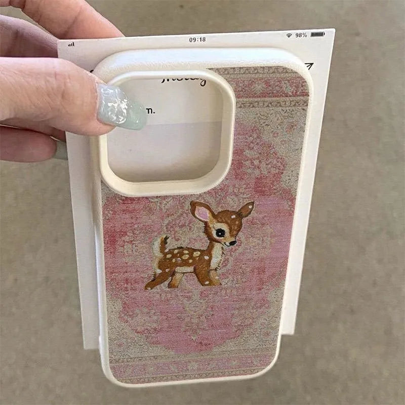 Brown Deer Texture Lychee Pattern Phone Case For iPhone 11 12 13 14 15 16 17 18 Pro Max 17 Air 15 14 Plus X XS XR 16E Soft Cover