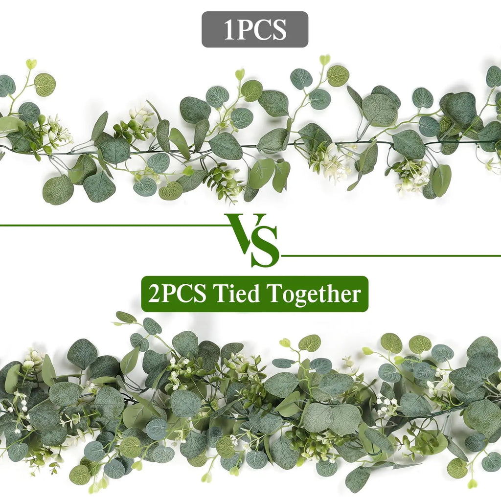 1/2/4PCS Artificial Eucalyptus Hanging Garland White Flowers Vines Fake Plants for Wedding Arch Wall Home Party Christmas Decor