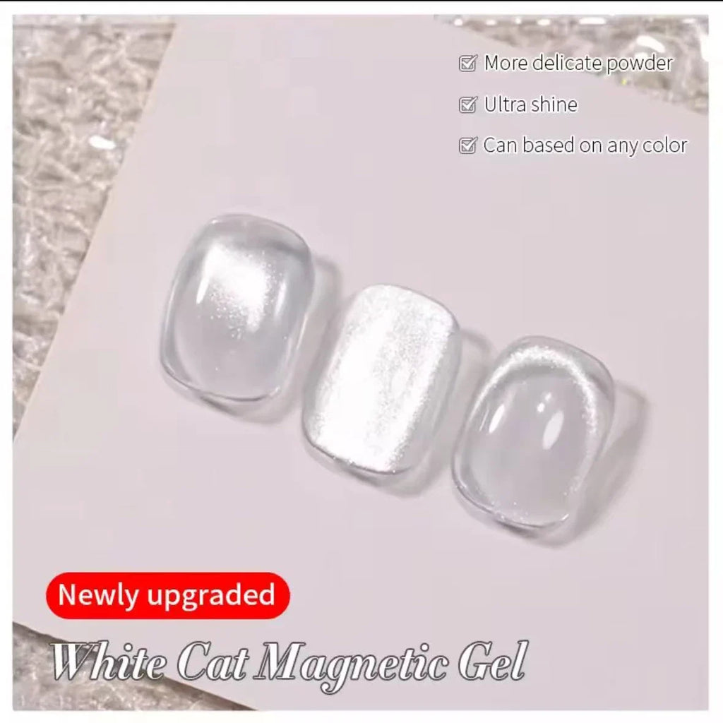 1-9pcs 10ml Flow Light White Cat Eye Gel Nail Polish Ultra Shine Soak Off UV Gel Mirror Glass Cat Magnetic Gel Polish