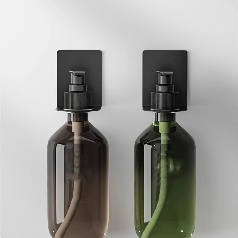 2pcs Stainless Steel Wall-Mounted Bottle Hooks,Refillable Shampoo Container Hanger Bathroom Accessories,Hook For Wall