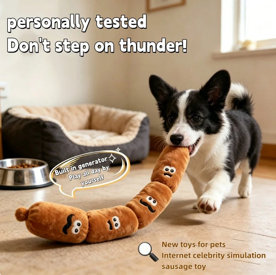 Simulated Sausage Dog Chew Toy Soft Plush BB Squeaker Press-to-Squeak Durable Chew Resistant Dog Entertainment Boredom Toy