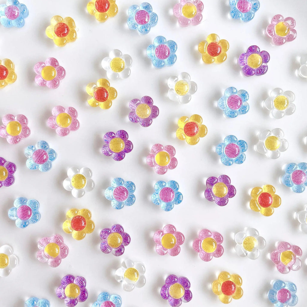 20pcs Ice Transparent Flower Nail Art Charms 3D Japanese Sun Petal Nail Rhinestones Decorations DIY Manicure Kawaii Accessories