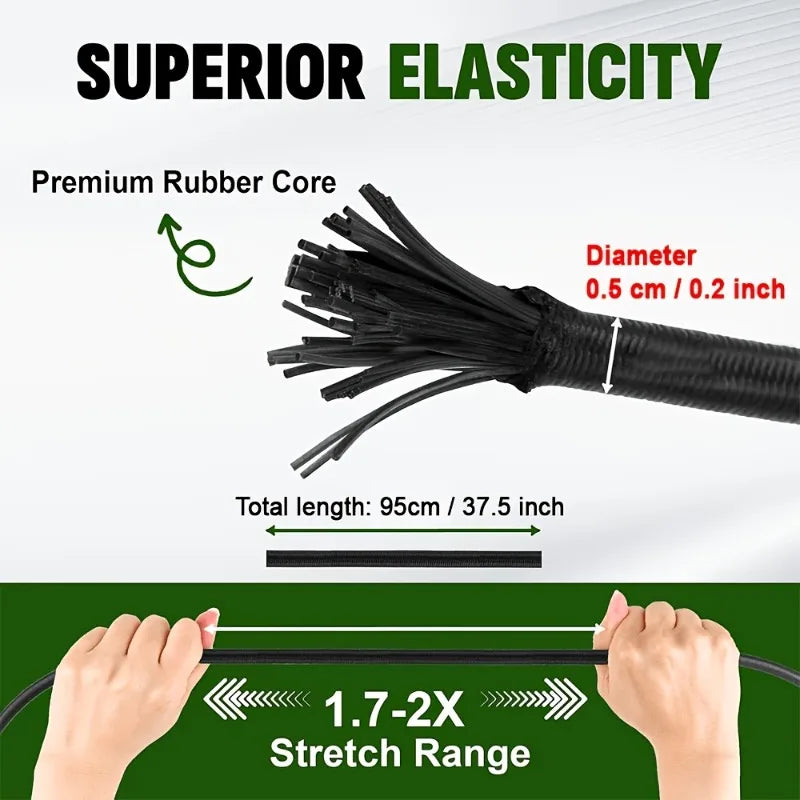 2/5 PCS Heavy-Duty Elastic Ropes with Hooks Suitable for Home, Travel, And Camping Equipment, Bicycles/Motorcycles Universal