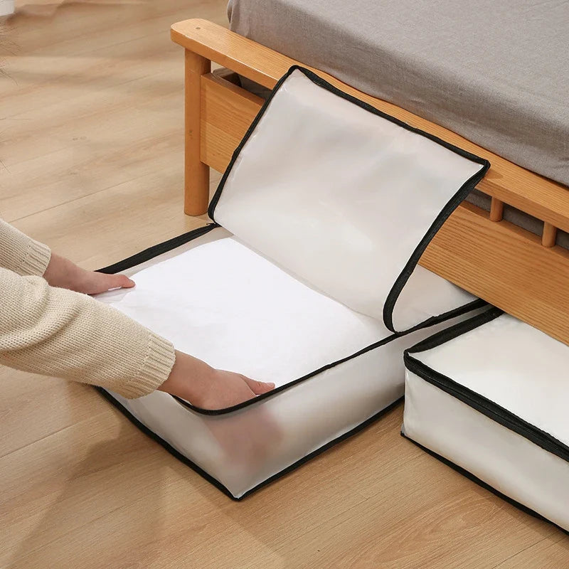 PEVA Waterproof Quilt Storage Bag Large Capacity Clothing Storage Bag Under Bed Quilt Dustproof Bag Wardrobe Organizer