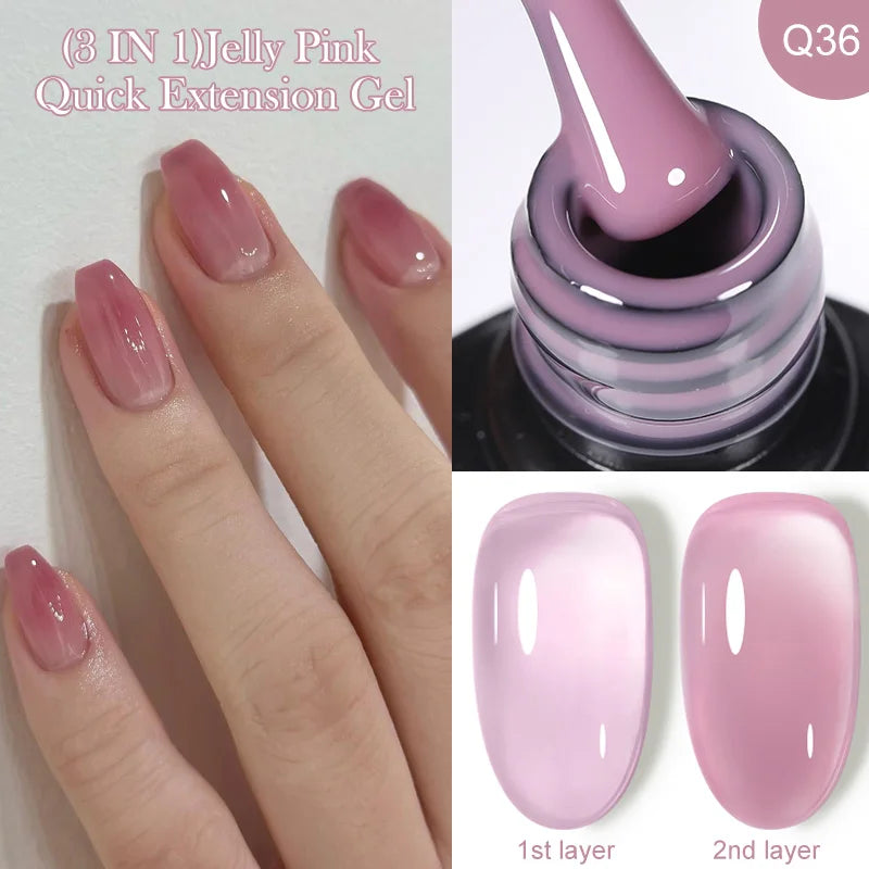 LILYCUTE 7ML Jelly Nude Pink Quick Extension Gel Nail Polish Transparent  Finger Prolong Long Lasting Construction Gel Varnish