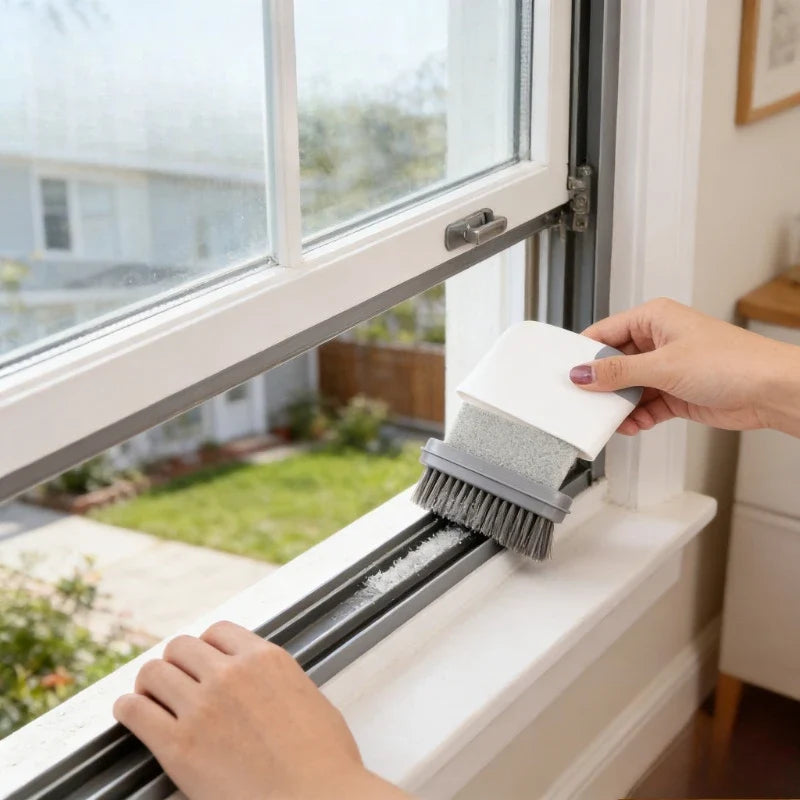 2 In1 Window Track Cleaning Brush Sliding Door Groove Cleaner Pet Hair Remover Multifunctional Home Kitchen Cleaning Accessories