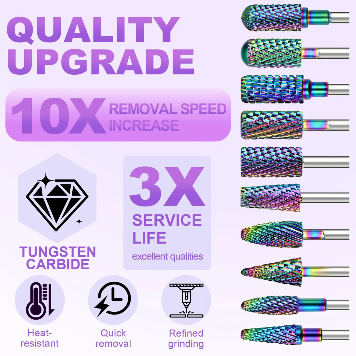Tungsten Carbide Nail Drill Bits, Suitable For Removing Acrylic And Gel Nails, Professional Electric Manicure And Pedicure Tool.