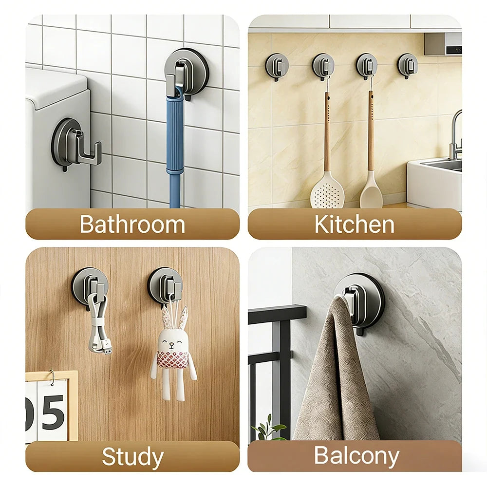 2pcs Suction Cup Hooks Reusable Heavy Duty Vacuum Suction Cup Hook Glass Kitchen Bathroom Hook for  Robe Clothes Hanger Hook