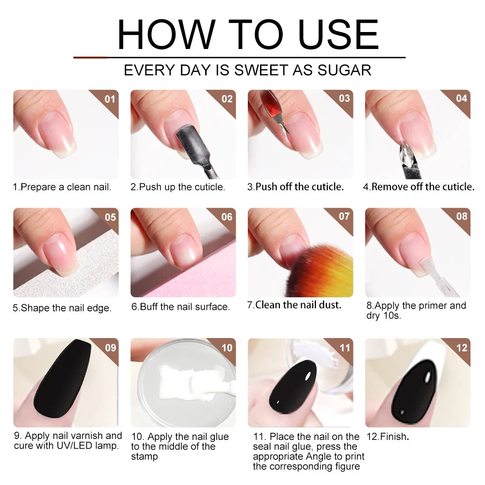 LIMEGIRL 8ml Nail UV Gel Polish Kit With Stamping for Nails French Design Black White Soak Off UV Gel Polish Varnish Manicure