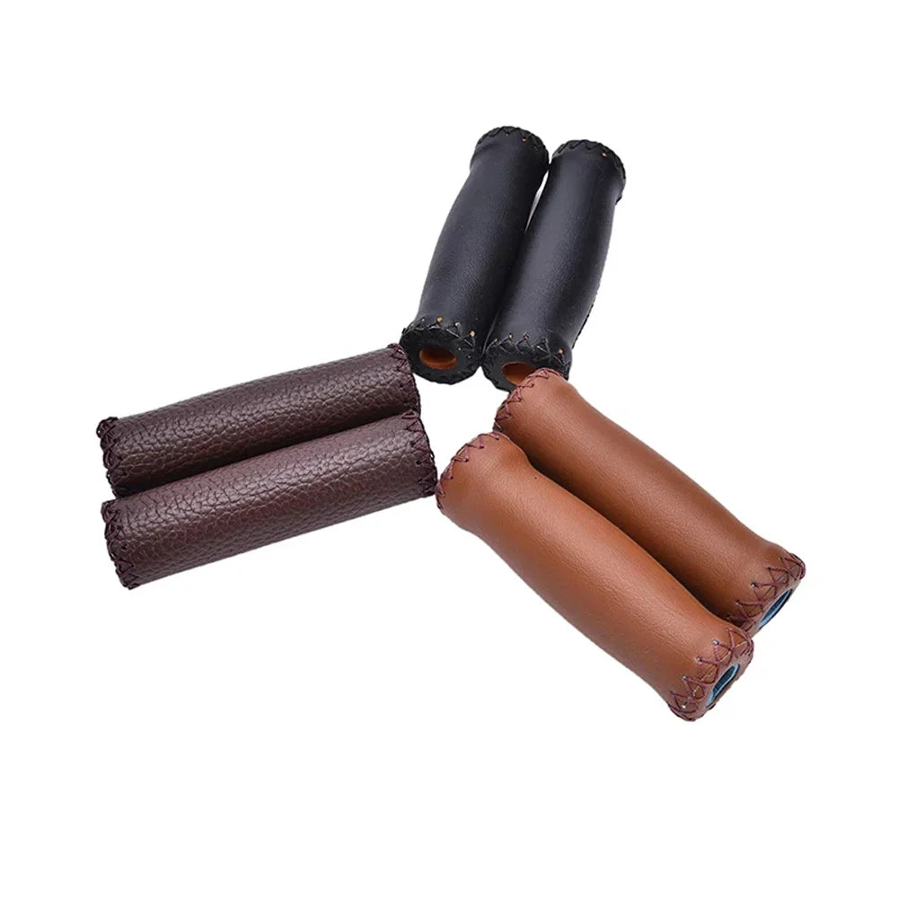 Bike Mountain Bike Artificial Leather Leather Bicycle Grips Retro Cycling Grip Vintage Bicycle Grips Bicycle Handlebar Grips