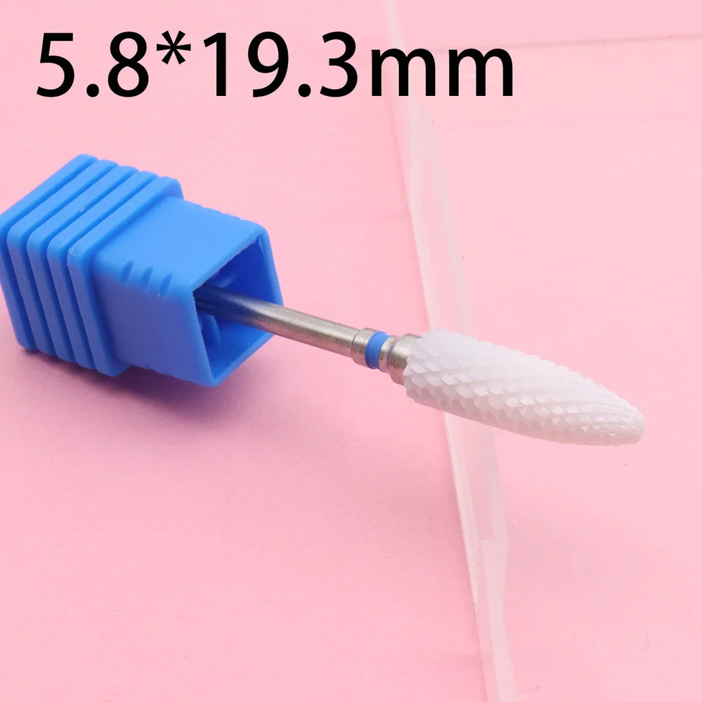 Long Ceramic Nail Drill Bit 3/32" Rotary Burr Bits For Manicure Pedicure Electric Drill Accessories Nail Tools Milling Cutt