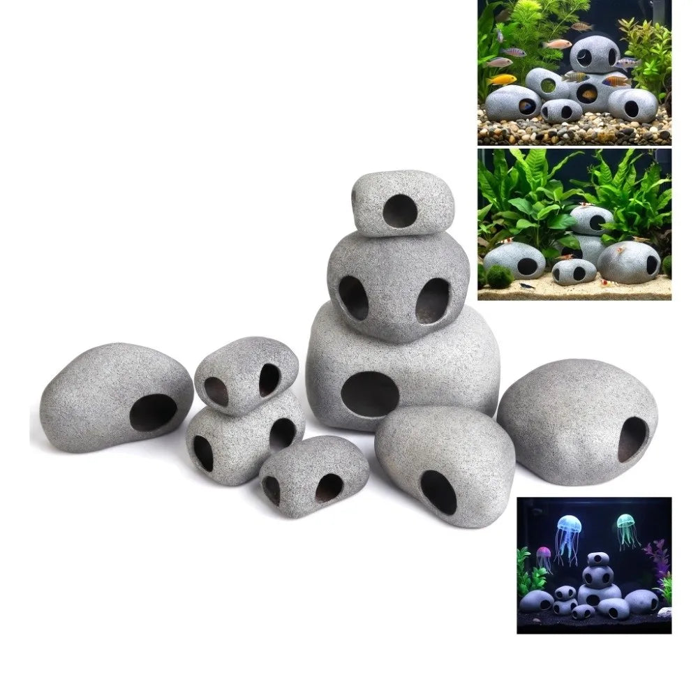 Purple Clay Aquarium Hideaway Rock Natural Touch Landscaping Decoration Fish Tank Cave Simulation Crafts Aquarium Decoration