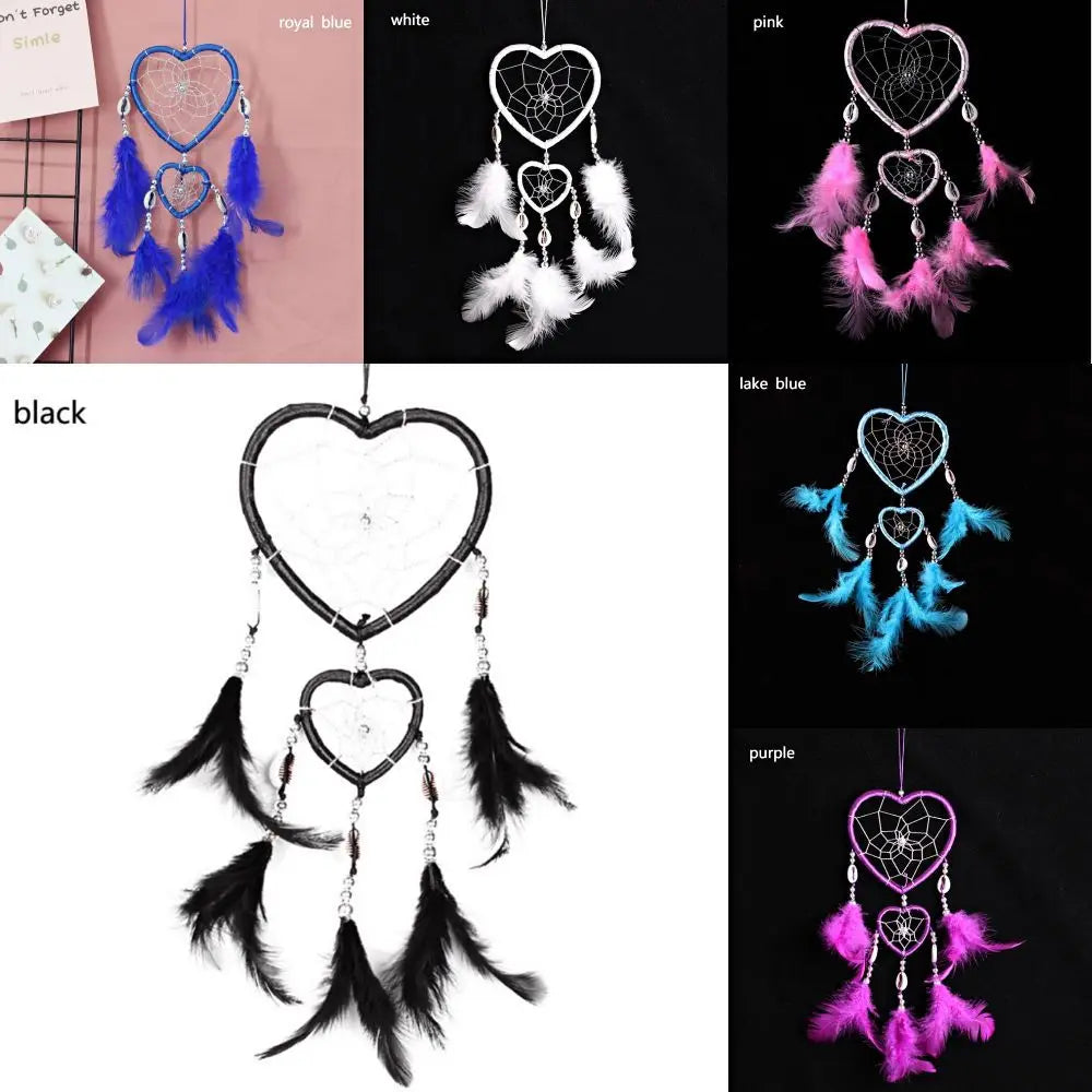 New Indian Ann Style Love Heart Feather Dream Catcher Wind Chimes Car Interior Wall Dream Catcher Ornaments Ins Dream Catcher