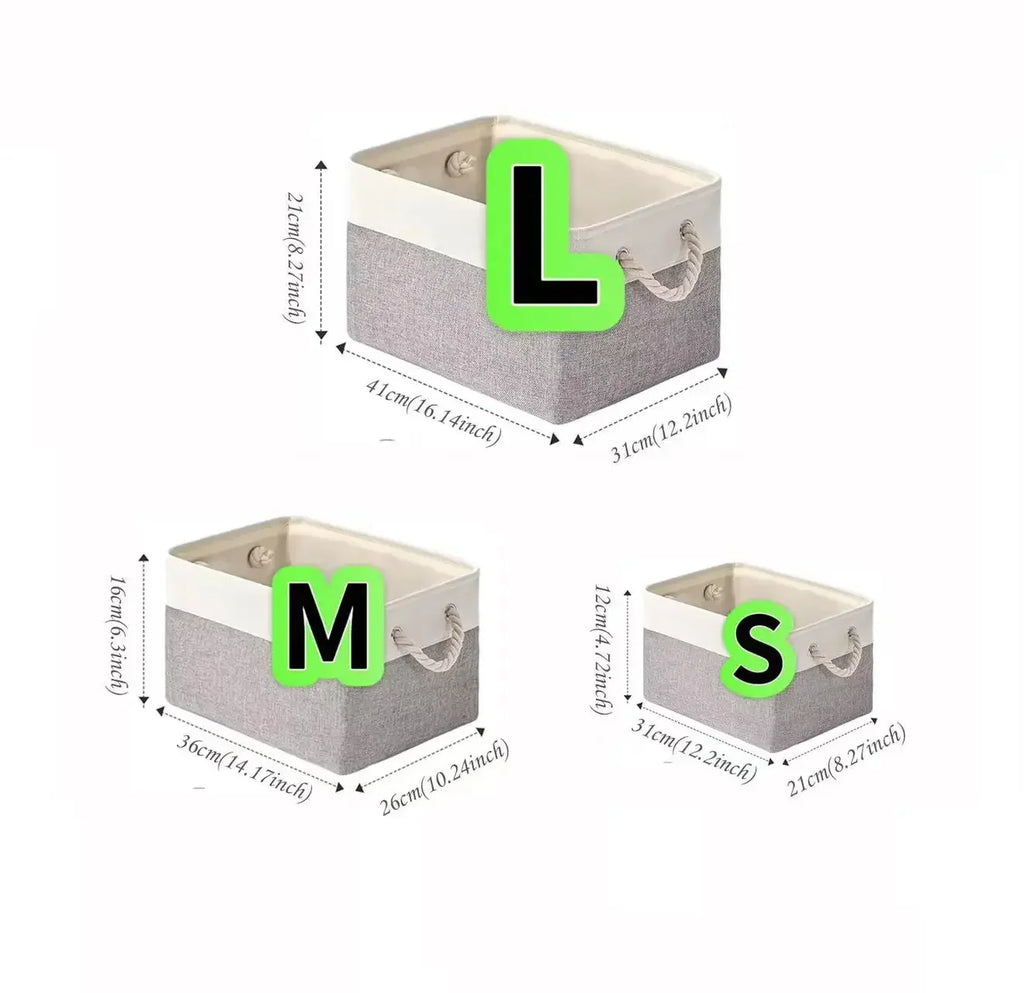 Linen Foldable Storage Basket Collapsible Sundries Storage Box with Rope Handle for Kids Toys Books Underwear Socks Organizer