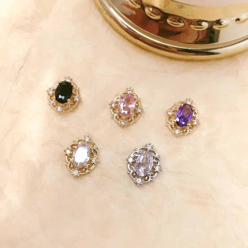 10Pcs Retro Nail Art Zircon Jewelry Charms Opal Shaped Sparkle Nail Rhinestones 3D Decals For Quality New Nail Art Accessories