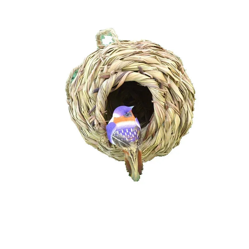 Birds Nest Bird Cage Grass Egg Cage Bird House Outdoor Decorative Weaved Hanging Parrot Nest Houses Pet Bedroom