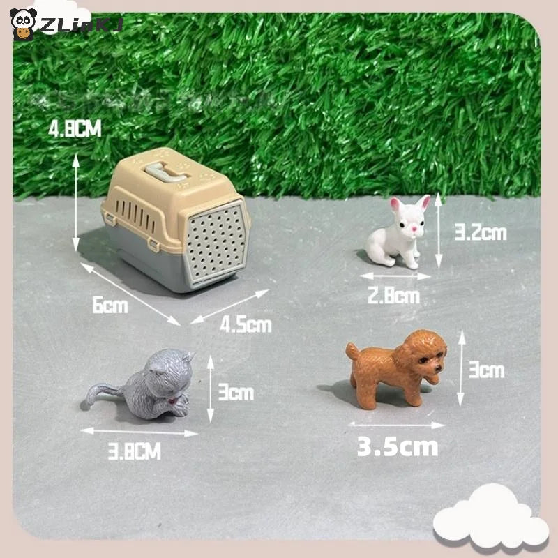 ▶2/4Pcs Realistic Mini Dog & Cat Cage With Door Miniature Dollhouse Pet House For Doll Accessories Mini Pets Habitat