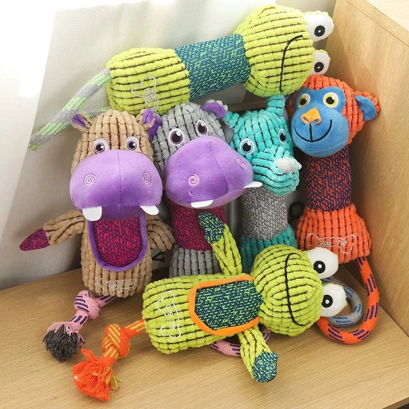 Dog Toy Animals Shape Bite Resistant Squeaky Toys Corduroy Dog Toys for Small Large Dogs Puppy Pets Training Accessories