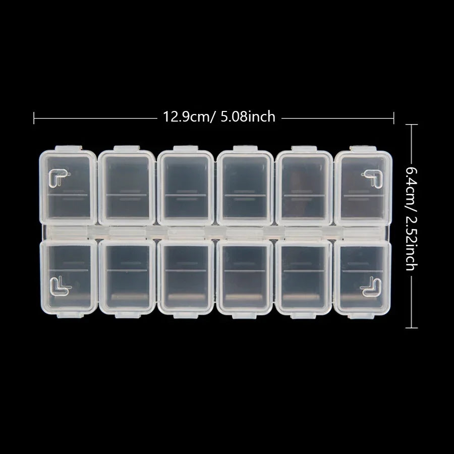 12 Compartments Plastic Rhinestone Organizer Case Nail Art Tool Jewelry Storage Box Beads Parts Containers for Craft Supplies