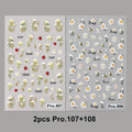 2pcs 5D Embossed Spring Daisy Nails Decals Cute Bee Ladybug Nail Stickers Blossom Petals Adhesive Charms Manicure Slider Decor