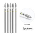 BNG 5Pcs/set Flame Nail Drill Bits Diamond Milling Cutters for Manicure 3/32'' Pro Drill Tips for Nails Cuticle Remove Tools