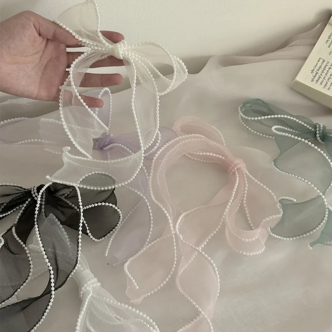 1PC Pearl-edged Fishtail Wavy Ribbon Cake Bouquet Decorative Ribbon Fairy Breath Fluttering