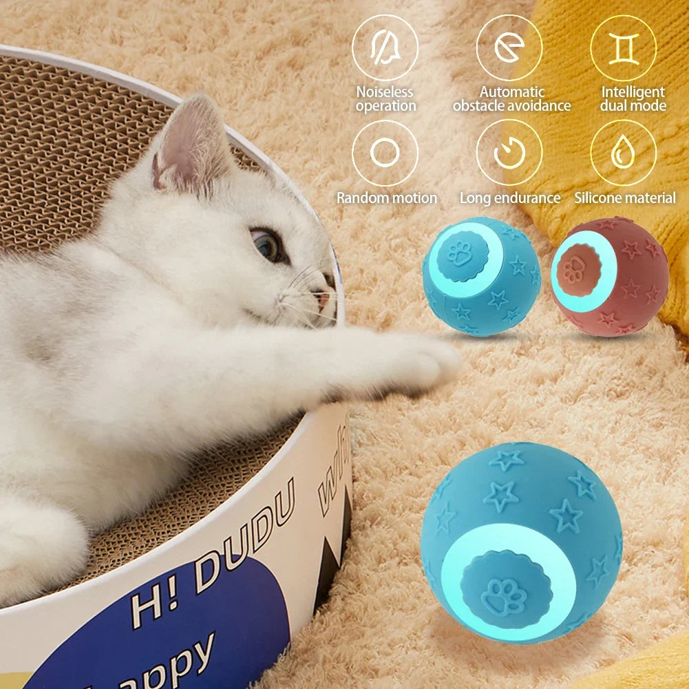 Smart Ball Cat Toy 2 Modes Rechargeable Cat Exercise Active Rolling Ball Toys Electric Cat Toys Interactive For Puppy Dog & Cats