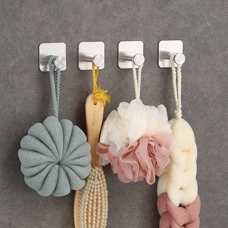 Self Adhesive Wall Hooks Towel Holder Bathroom Door Key Cloth Coat Robe Hanger Kitchen Hardware Rack Bag Hook Organizer