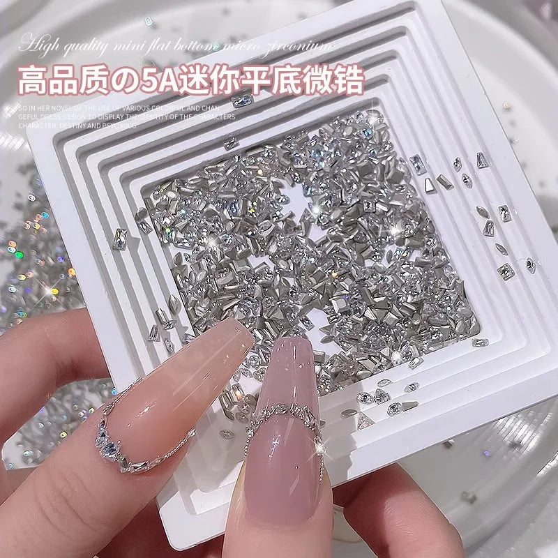 Sparkling Mini Diamond Nail Rhinestones Decorations 3D Luxury Crystal Zircon Nail Art Charms Jewelry 30pc Nail Design Supply DIY