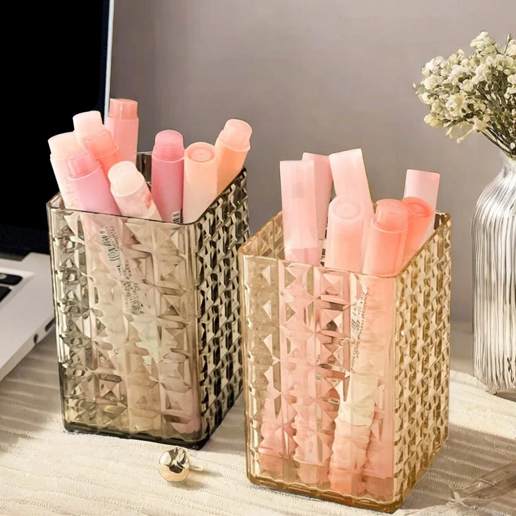 WORTHBUY Transparent Makeup Brush Holder Plastic Cosmetic Storage Box Desk Lipstick Eyeliner Makeup Organizer Display Rack