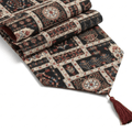 DaDalogy Bedding Elegant Woven Mughal Floral Tapestry Table Runner, Dark Noir Botanical Vintage Fleur (18197)