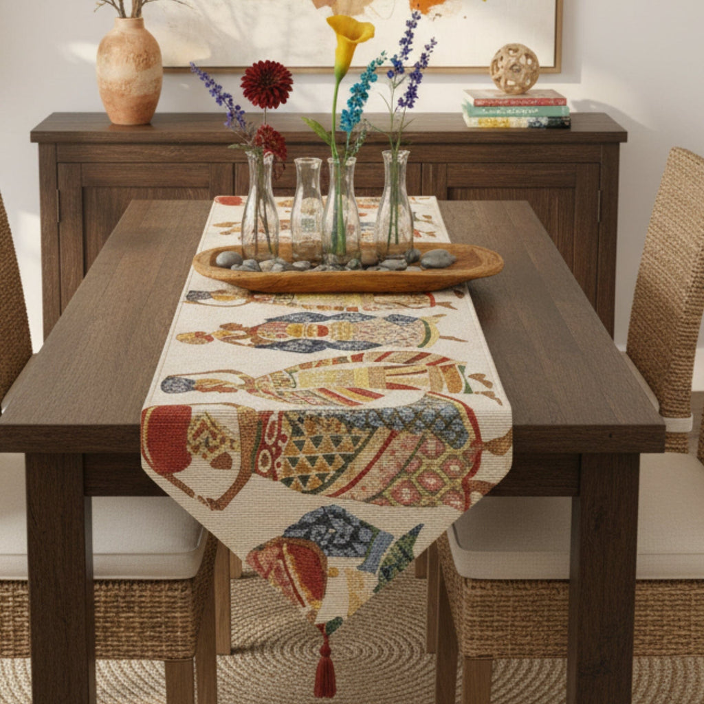 DaDa Bedding Dancing Women African Dreams Elegant Woven Tapestry Dining Table Runner (18117)