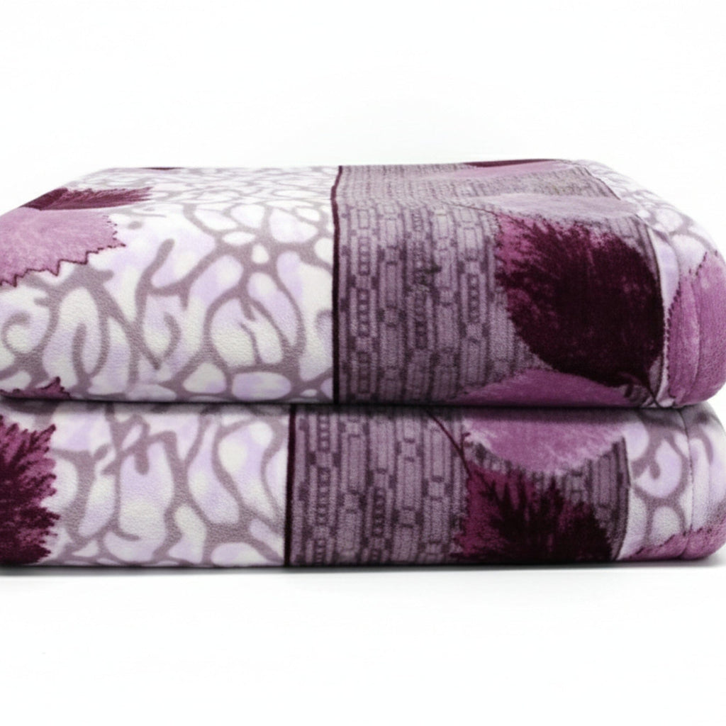 DaDa Bedding Orchid Blossoms Striped Floral Lavender Plush Fleece Flannel Throw Blanket (XY9833)