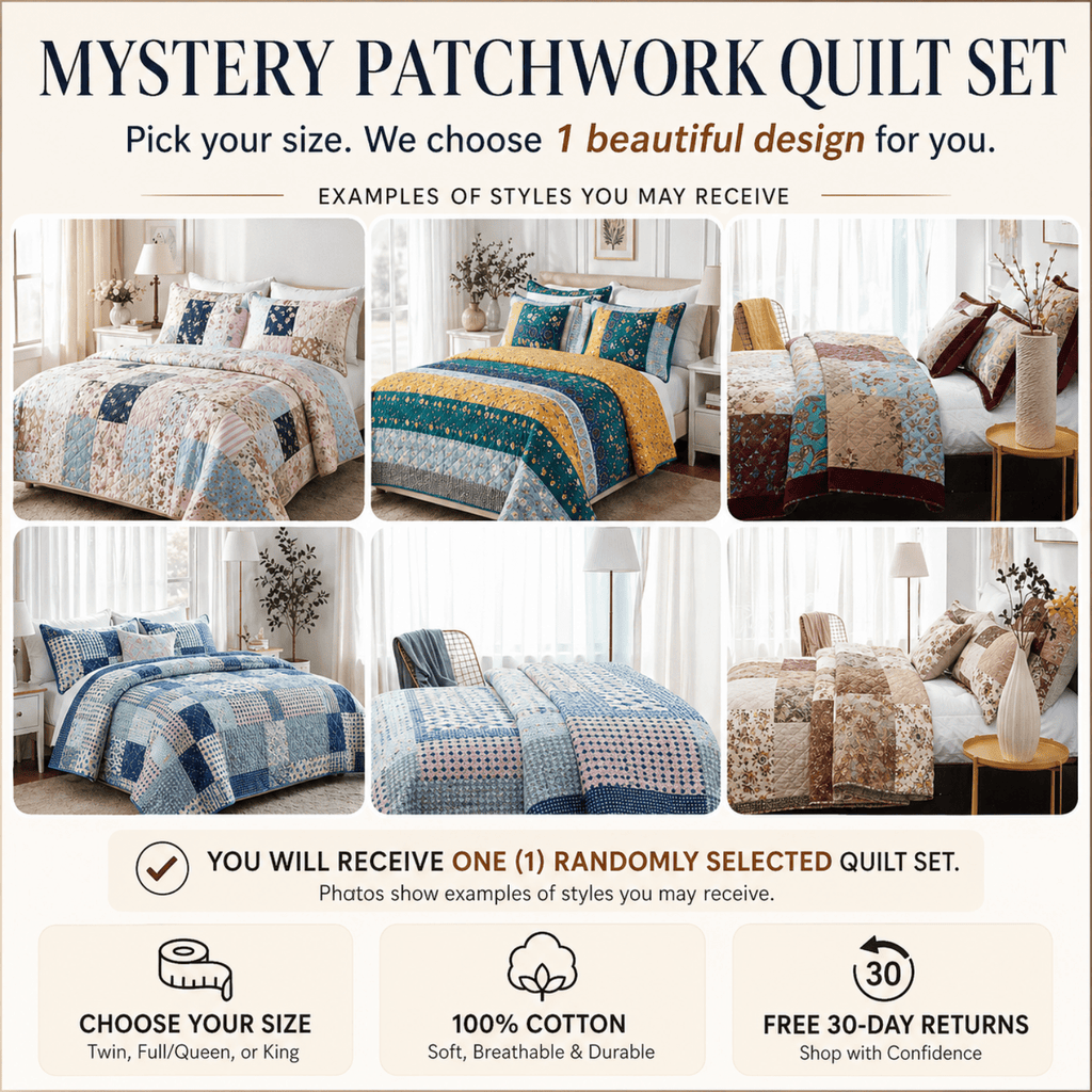 Random Mystery Box -  Cotton Patchwork Quilted Bedspread Coverlet Set