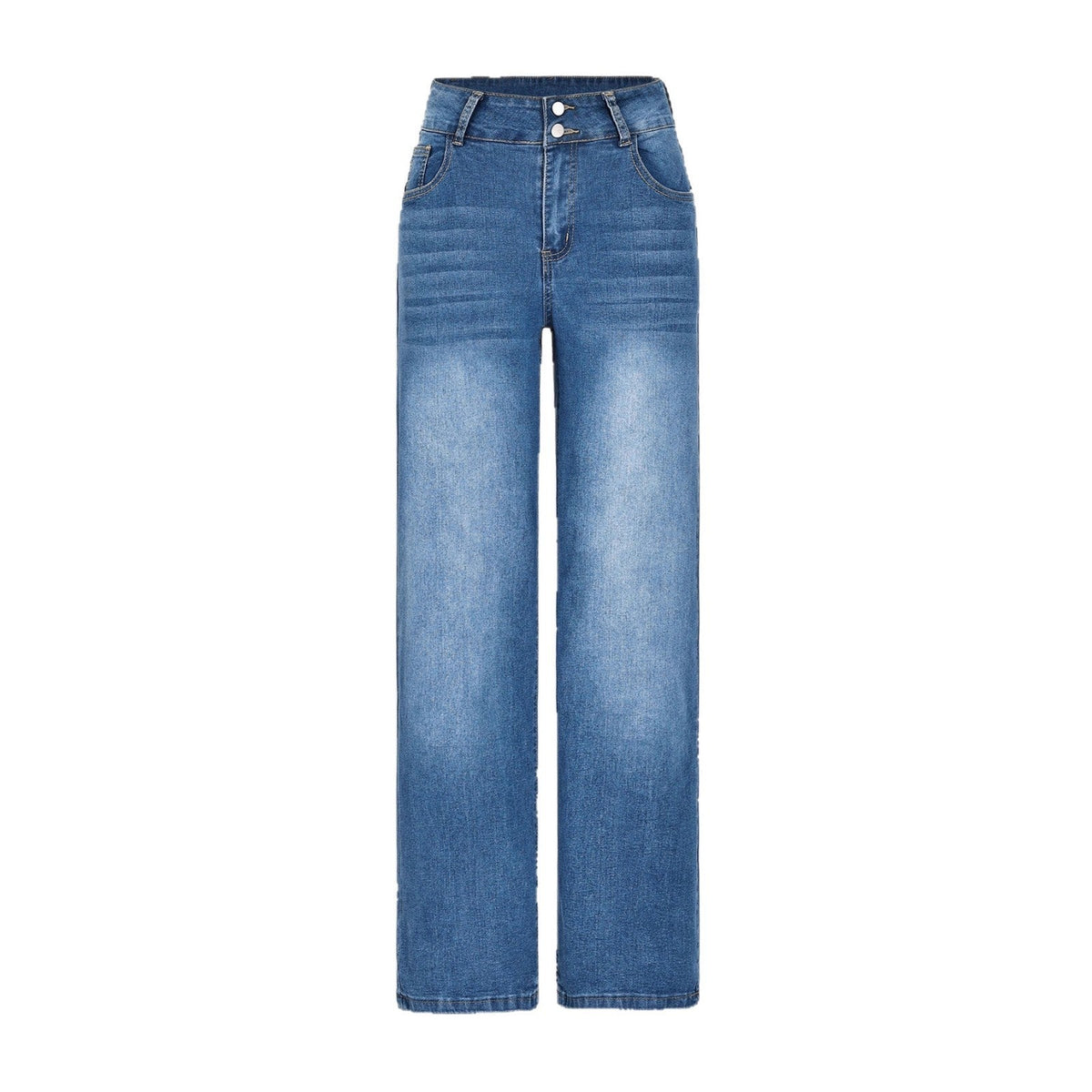 Womens Casual Straight-leg Denim Wide-leg Pants