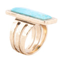 Aztec Blue Turquoise Golden Statement Ring