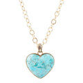 Blue Turquoise Heart Pendant Golden Necklace