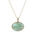 Blue Turquoise Long Golden Chain Necklace