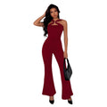 Chic Metal Buckle Flared Jumpsuit