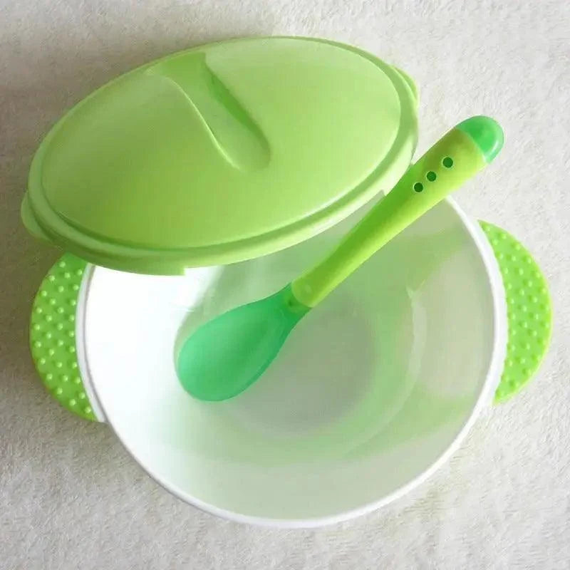 Children's Tableware Baby Learning Dishes With Suction Cup Assist Food Bowl Temperature Sensing Spoon Baby Feeding Bowl