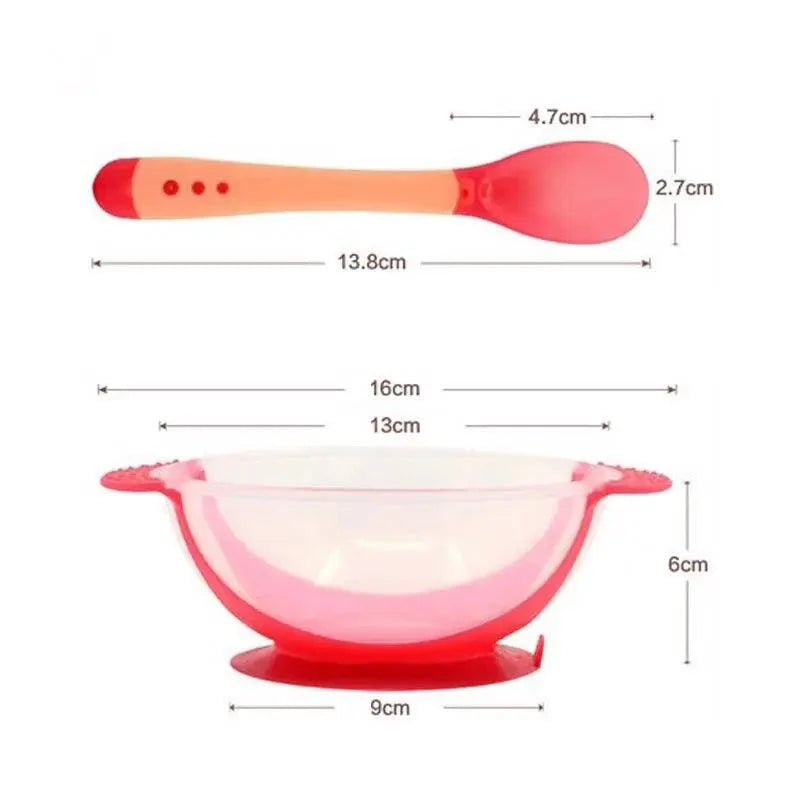 Children's Tableware Baby Learning Dishes With Suction Cup Assist Food Bowl Temperature Sensing Spoon Baby Feeding Bowl