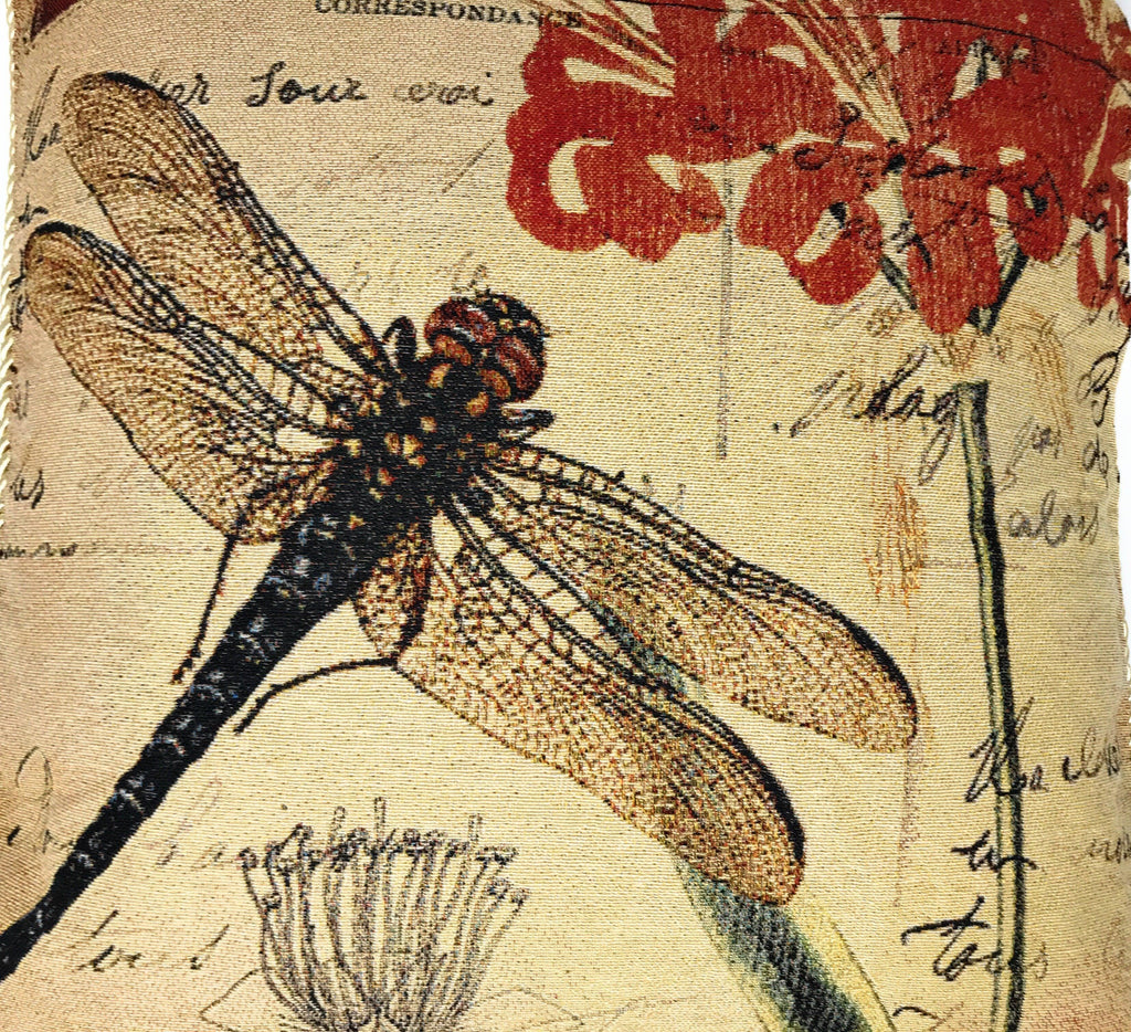 DaDa Bedding Dragonfly Dreams Elegant Insect Bug Throw Pillow Cushion Cover - 1-Piece - 18"
