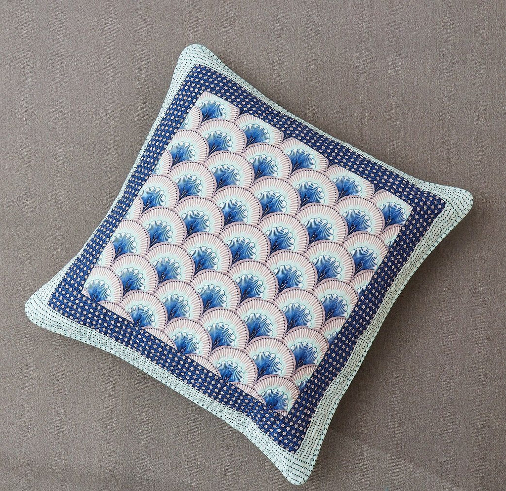 DaDa Bedding Mediterranean Fans Breezy Waves Minty Blue Euro Pillow Sham Cover, 26" x 26" (JHW884)