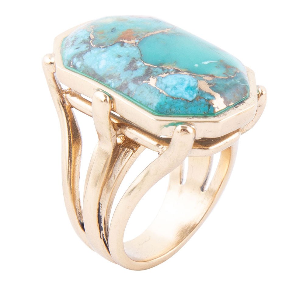 Dolce Blue Teal Turquoise Matrix and Golden Ring