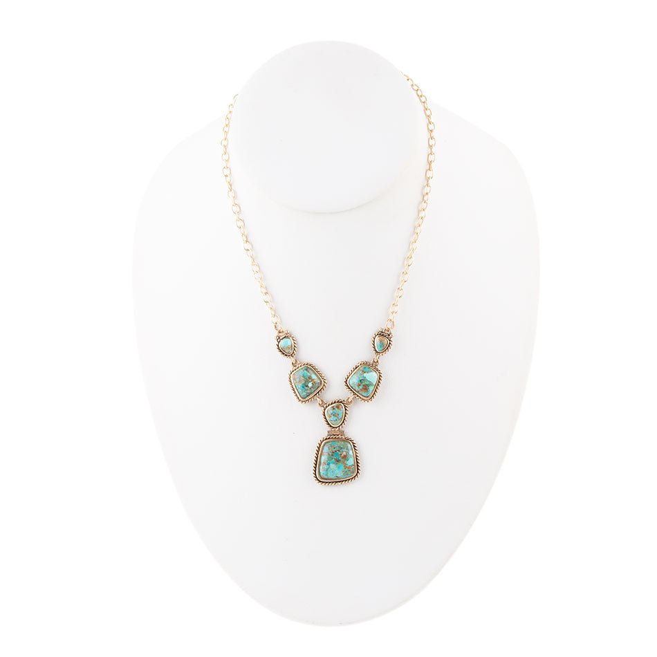 Earth and Sky Blue Turquoise Golden Necklace