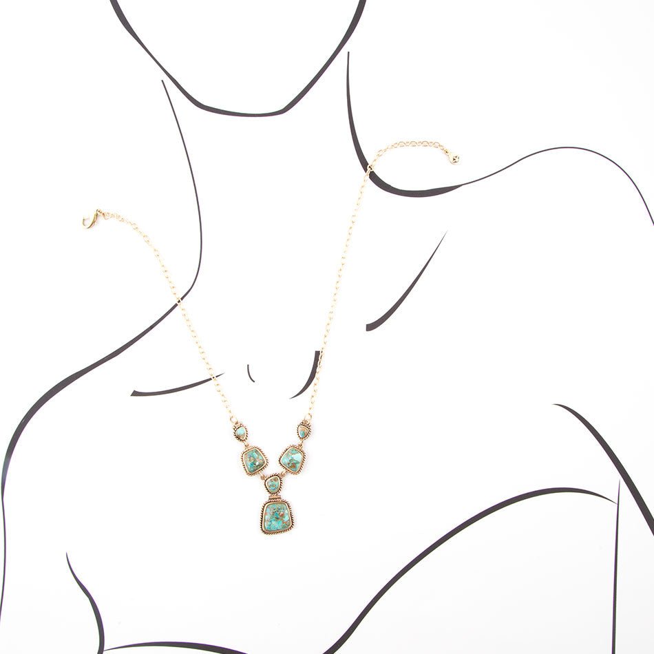 Earth and Sky Blue Turquoise Golden Necklace
