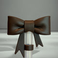 Chocolate Brown 3D Bow Straw Topper