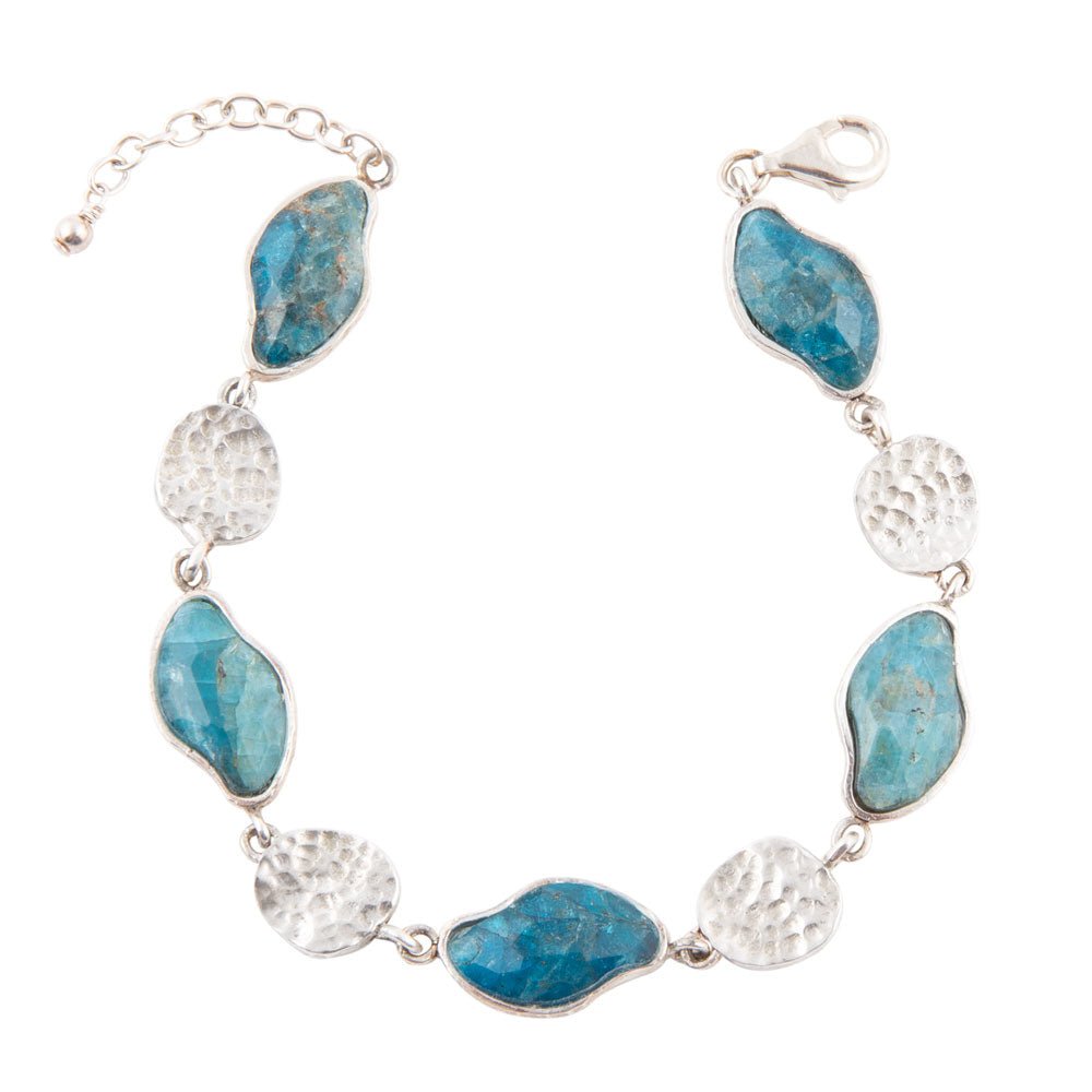 Luna Blue Apatite and Sterling Silver Line bracelet