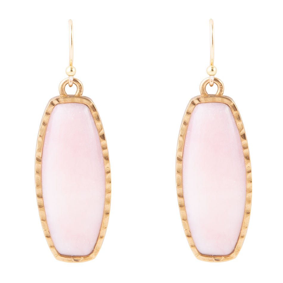Odyssey Long Pink Opal and Bronze Earrings